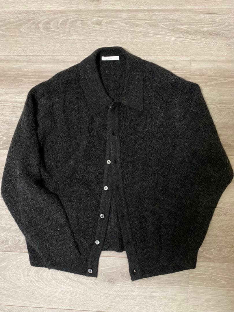 WYM LIDNM モヘア ニット シャツ カーディガン チャコール Sサイズ