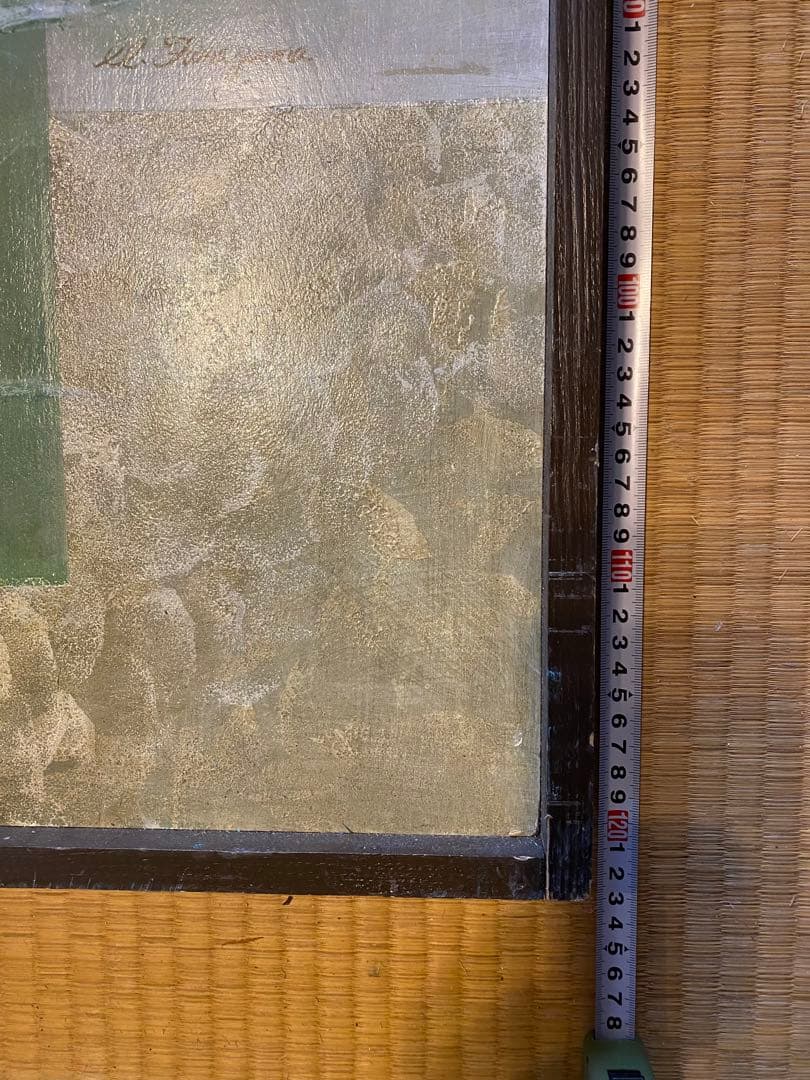 アクリル画 女性と花 木製フレーム付き 約91cm x 123cm