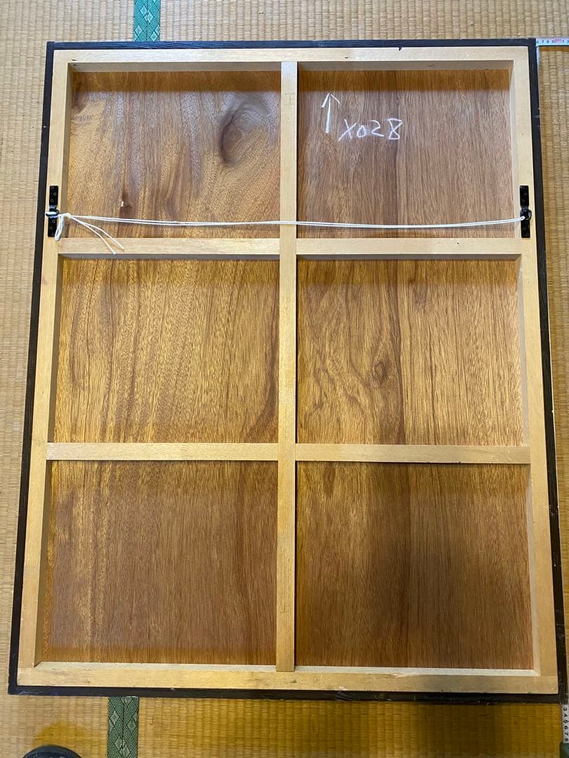 アクリル画 女性と花 木製フレーム付き 約91cm x 123cm