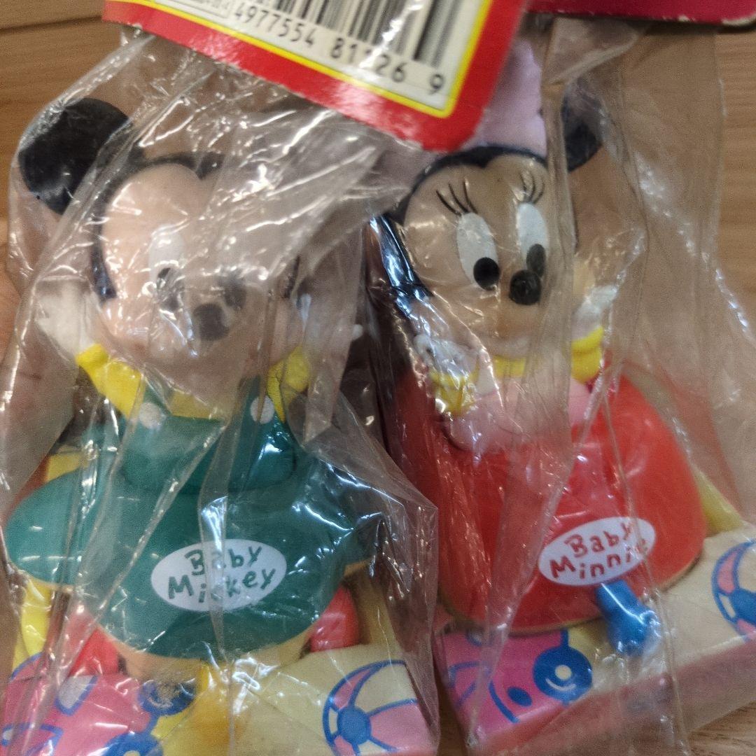 disney babyミッキー ミニー プルバックカー　ソフビフィギュアセット