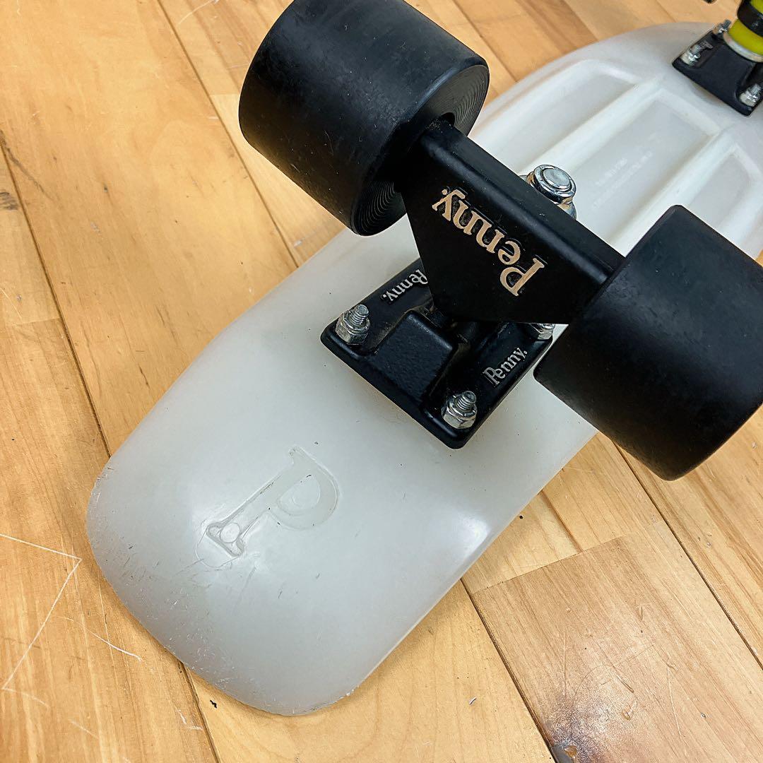 蓄光 penny スケートボード ミニクルーザーホワイト 蛍光イエロー22