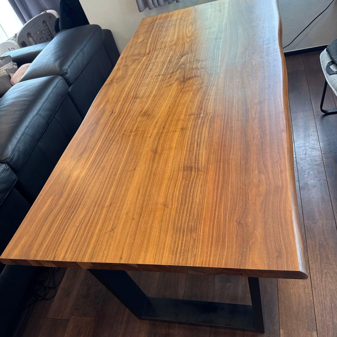 ウォールナット ダイニングテーブル　160 幅160cm ダイニングテーブル（ストレート天板ラバー脚