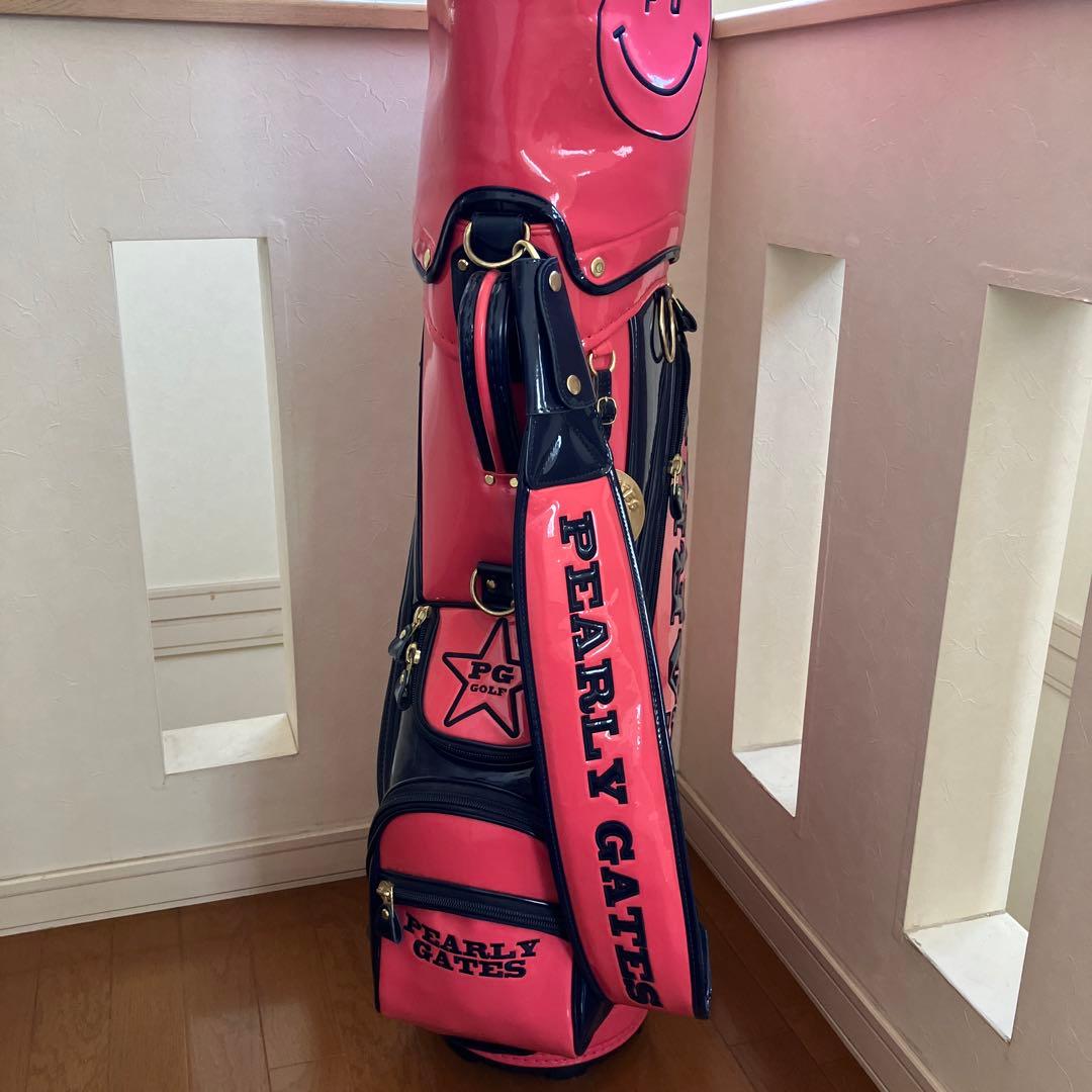 PEARLY GATES キャディバッグ ピンク/ネイビー　ニコちゃんマーク NICO合皮スタンド式キャディバッグ (46インチ対応) (UNISEX) | PEARLY
