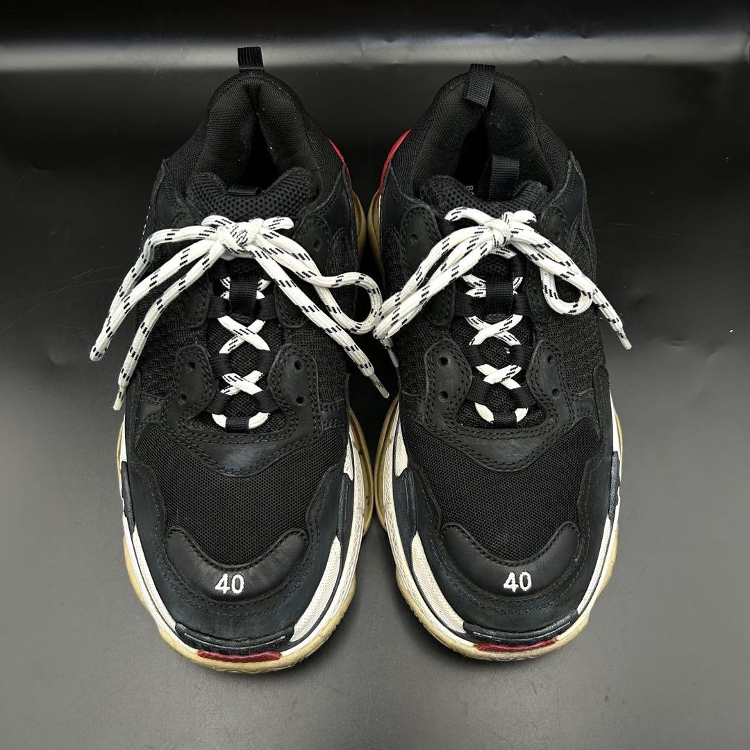 バレンシアガ トリプル S スニーカー メンズ レザー 黒 26.5cm