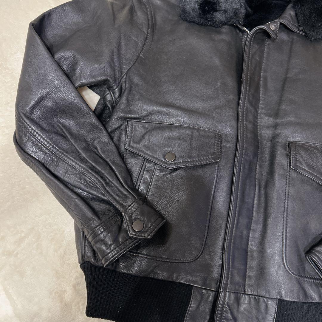 未使用級 vintage レザー G1 フライトジャケット MA-1 ファー ファー
