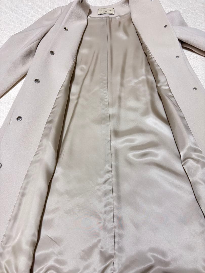 UNITEDALLOWS ロングコート ノーカラーベルラインコート ナチュラル