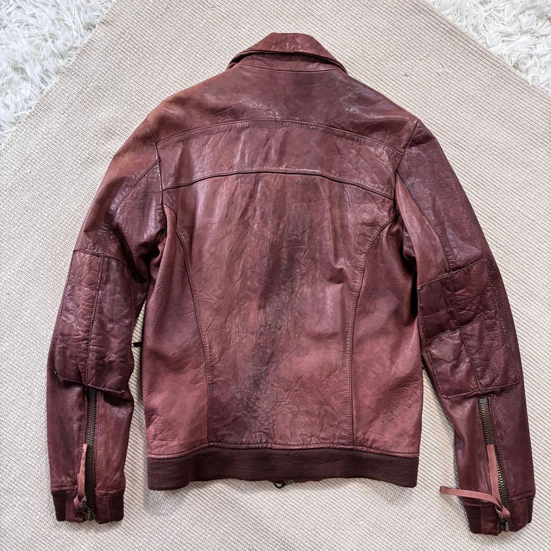 JOHNBULL ジョンブル ラムレザージャケット 羊革 革ジャン M 茶色