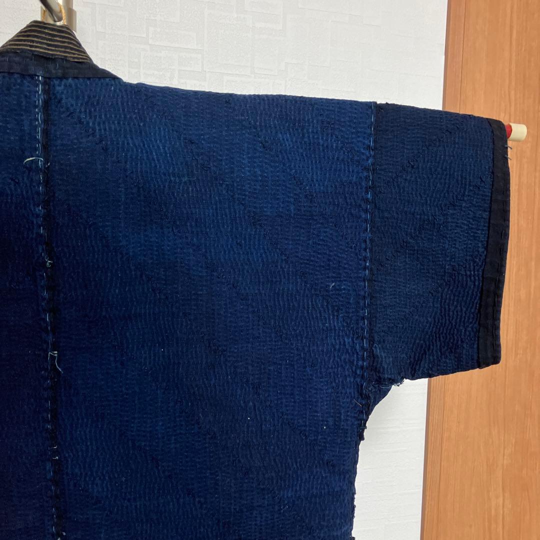 状態良し 藍染め 刺し子 総手刺し 刺子 庄内刺し子 野良着 法被 半纏