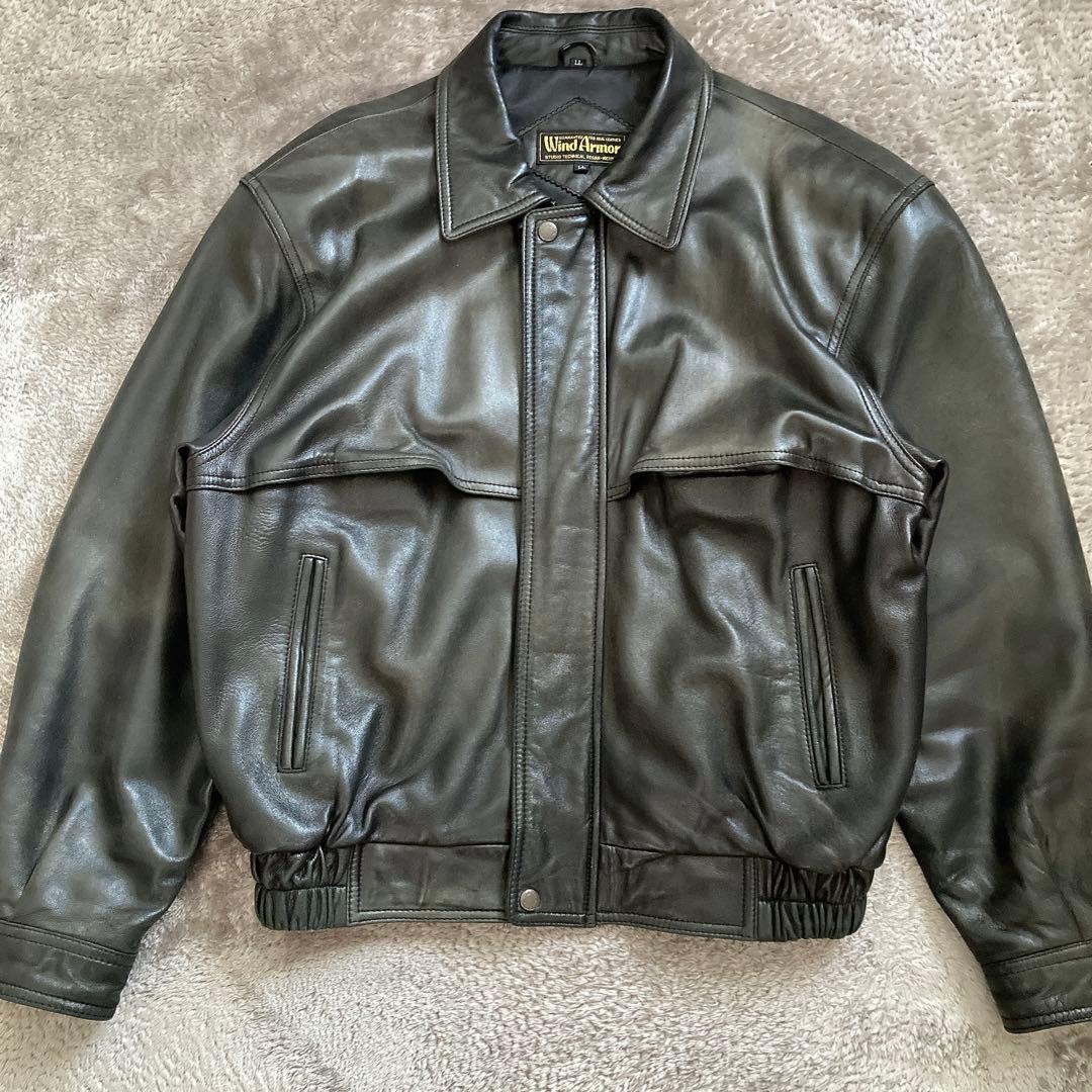 Wind Armor 【LL】ラムレザージャケット ブラック アメカジ バイカー WIND ARMOR ウインドアーマー シングルライダース ラムレザー