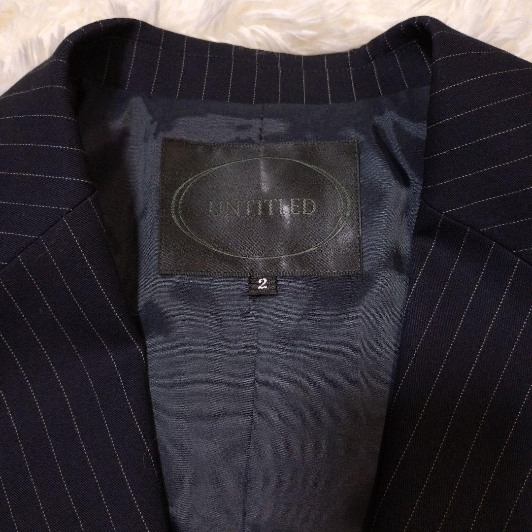 美品♡UNTITLED♡パンツスーツ セットアップ ネイビーストライプ