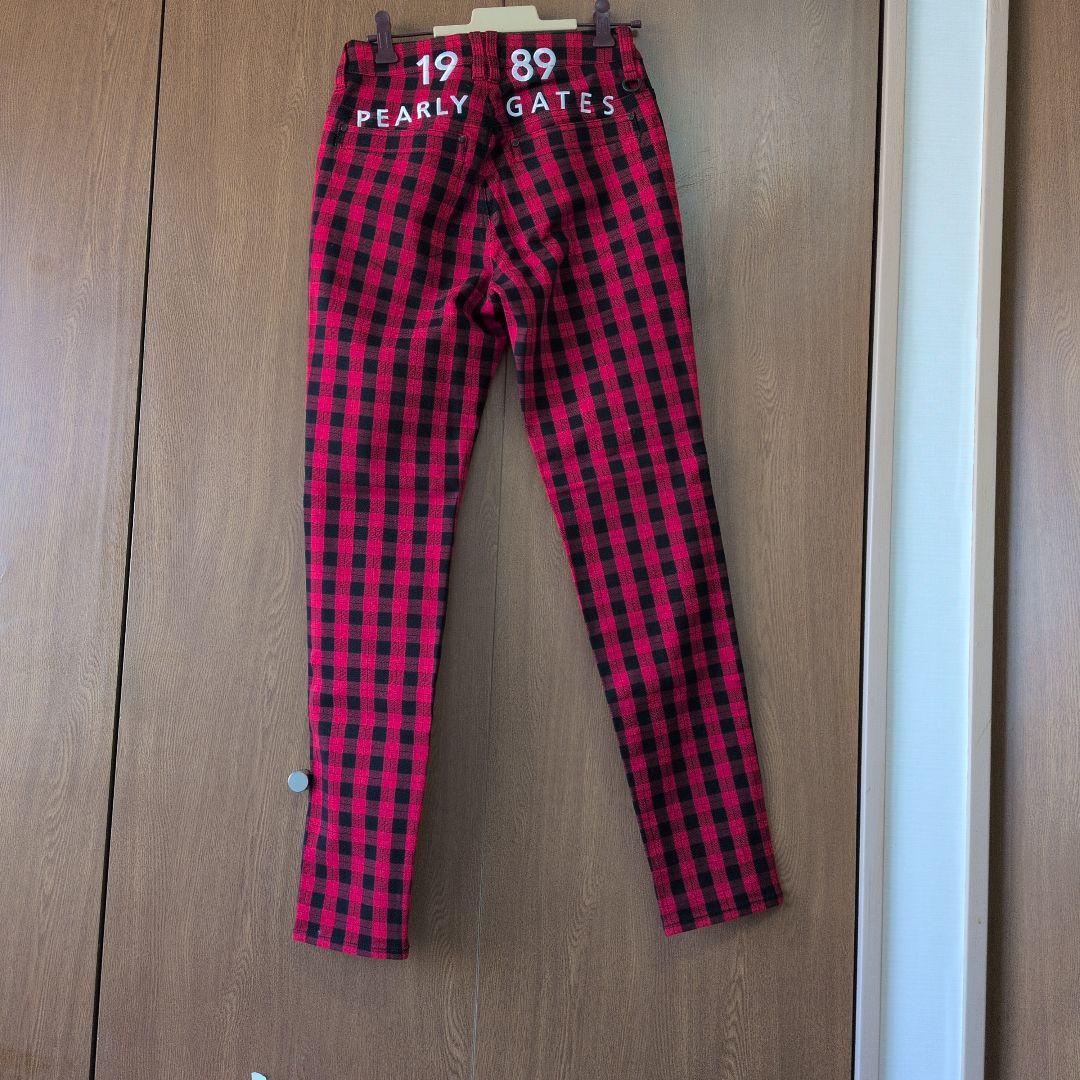 PEARLY GATES 赤黒チェック スリムフィットパンツ S - メルカリ