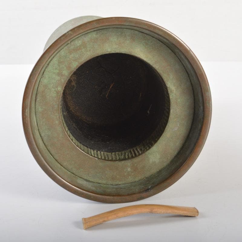 松華堂 古銅青銅 杵型 饕餮文花瓶 花器 共箱 N 6389 - メルカリ