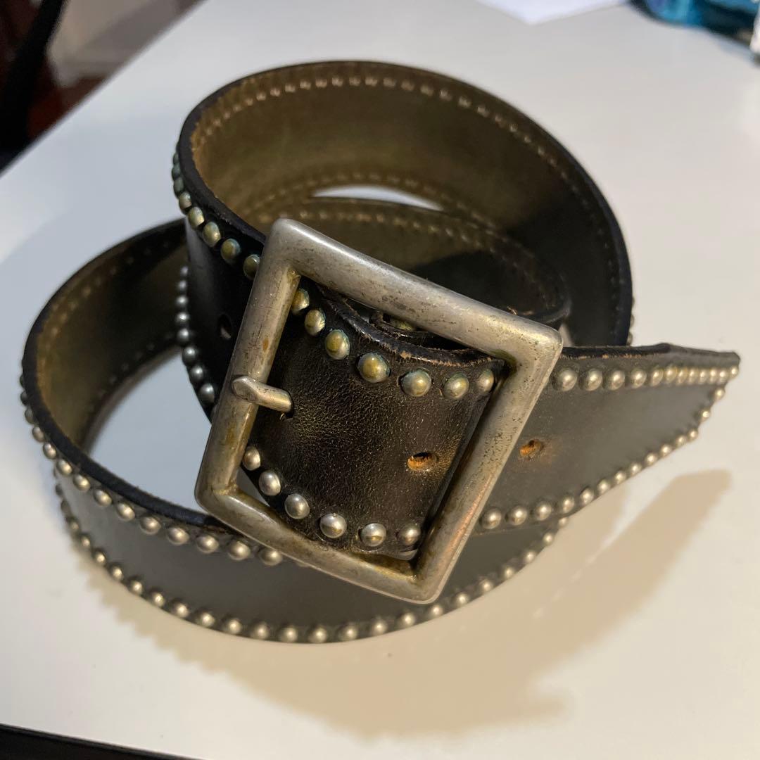 ホワイトハウスコックス スタッズベルト 幅45mm HTC製バックル 中古・古着通販】htc (エイチティーシー) スタッズベルト ホワイト