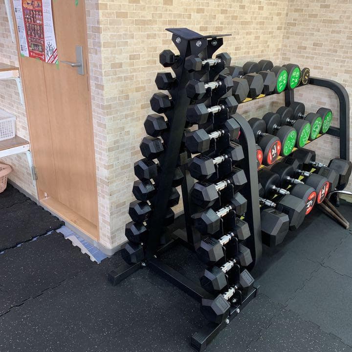 ダンベルスタンド& ヘックスラバーダンベル 1kgから10kg