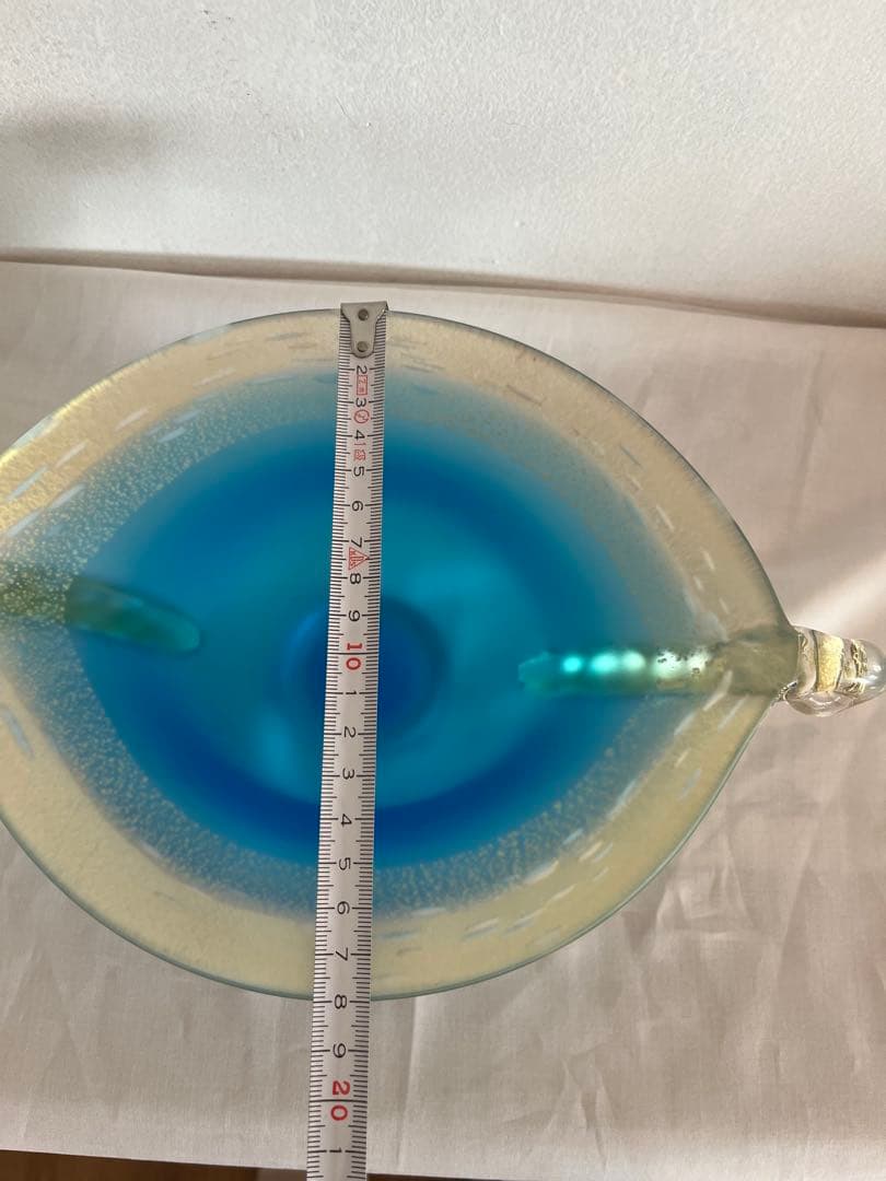 き*ば様 ガラス工芸 黒木国昭 金彩 オーシャンブルー 花器 鉢 器 硝子