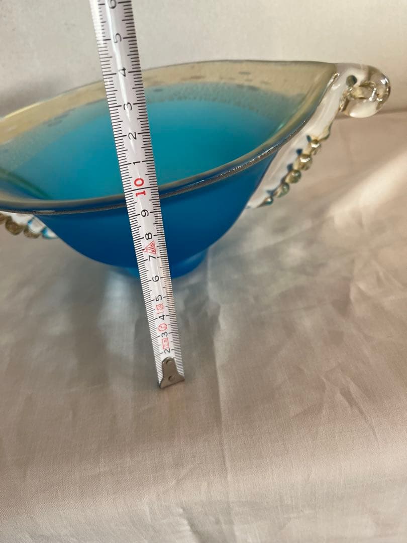 き*ば様 ガラス工芸 黒木国昭 金彩 オーシャンブルー 花器 鉢 器 硝子