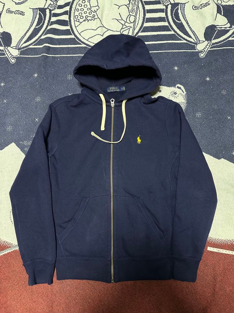 polo Ralph Lauren ジップパーカー ネイビー ロゴ刺繍 短丈 - メルカリ