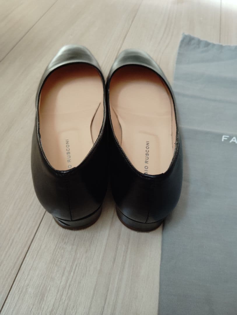 FABIO RUSCONI スクエアトウ　ローヒールパンプス 23.5cm　黒