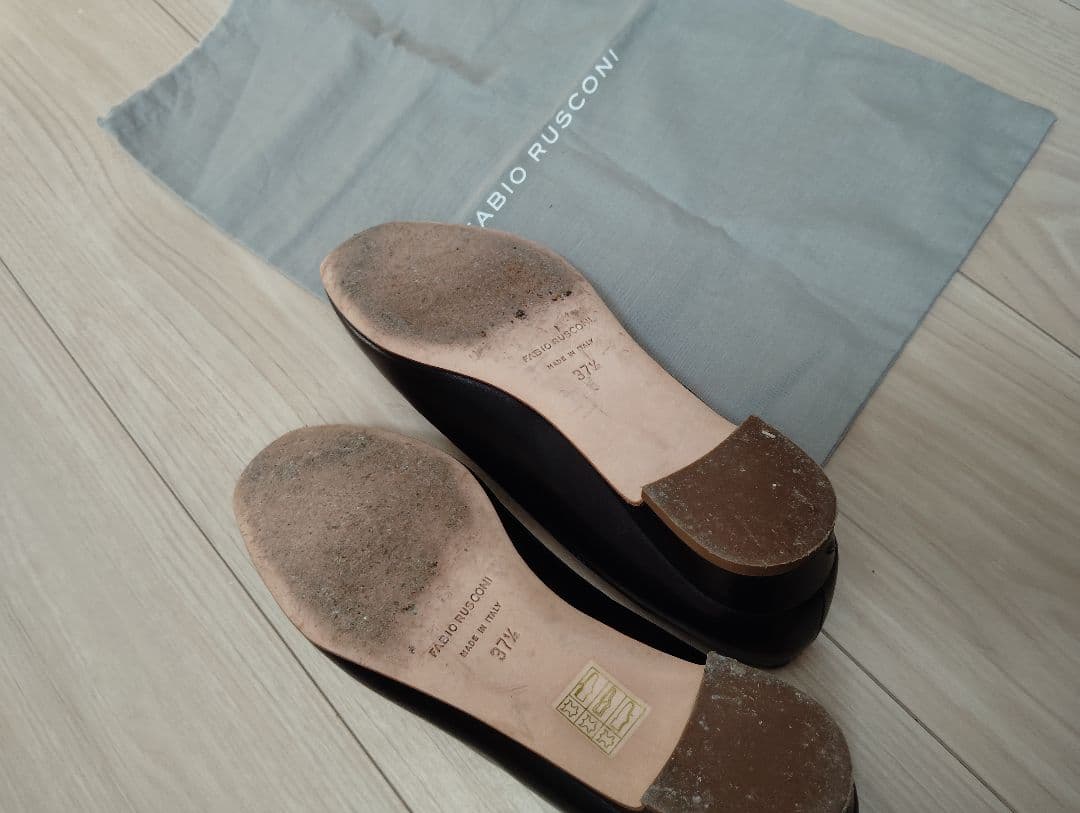 FABIO RUSCONI スクエアトウ　ローヒールパンプス 23.5cm　黒