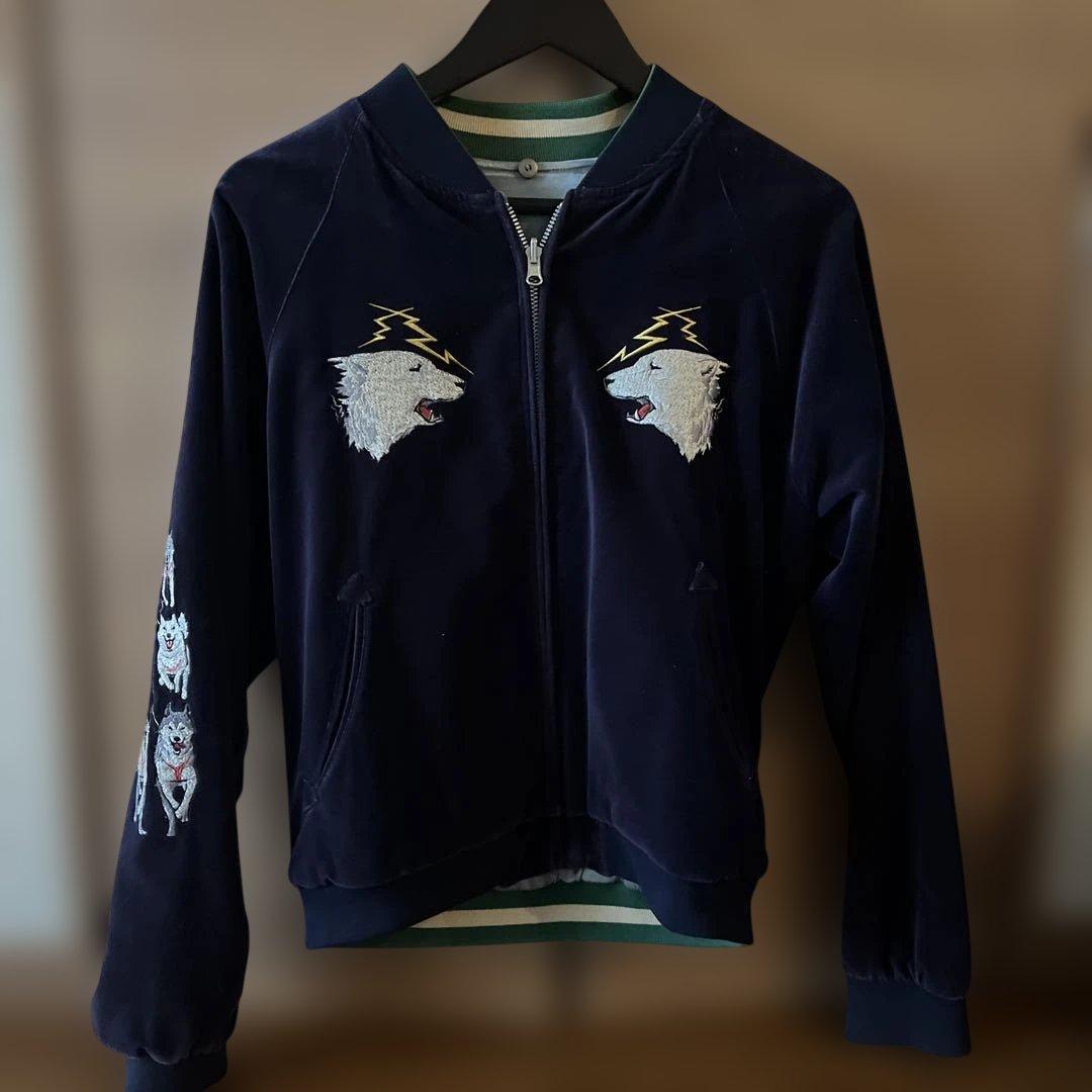 PPFM 日本国 刺繍 別珍スカジャン ダークブルー - メルカリ
