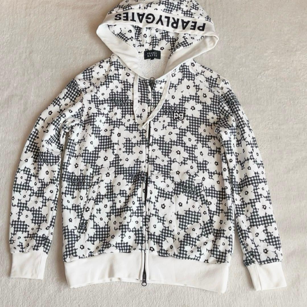 パーリーゲイツ セットアップ パーカー スカート チェック 花柄 裏毛