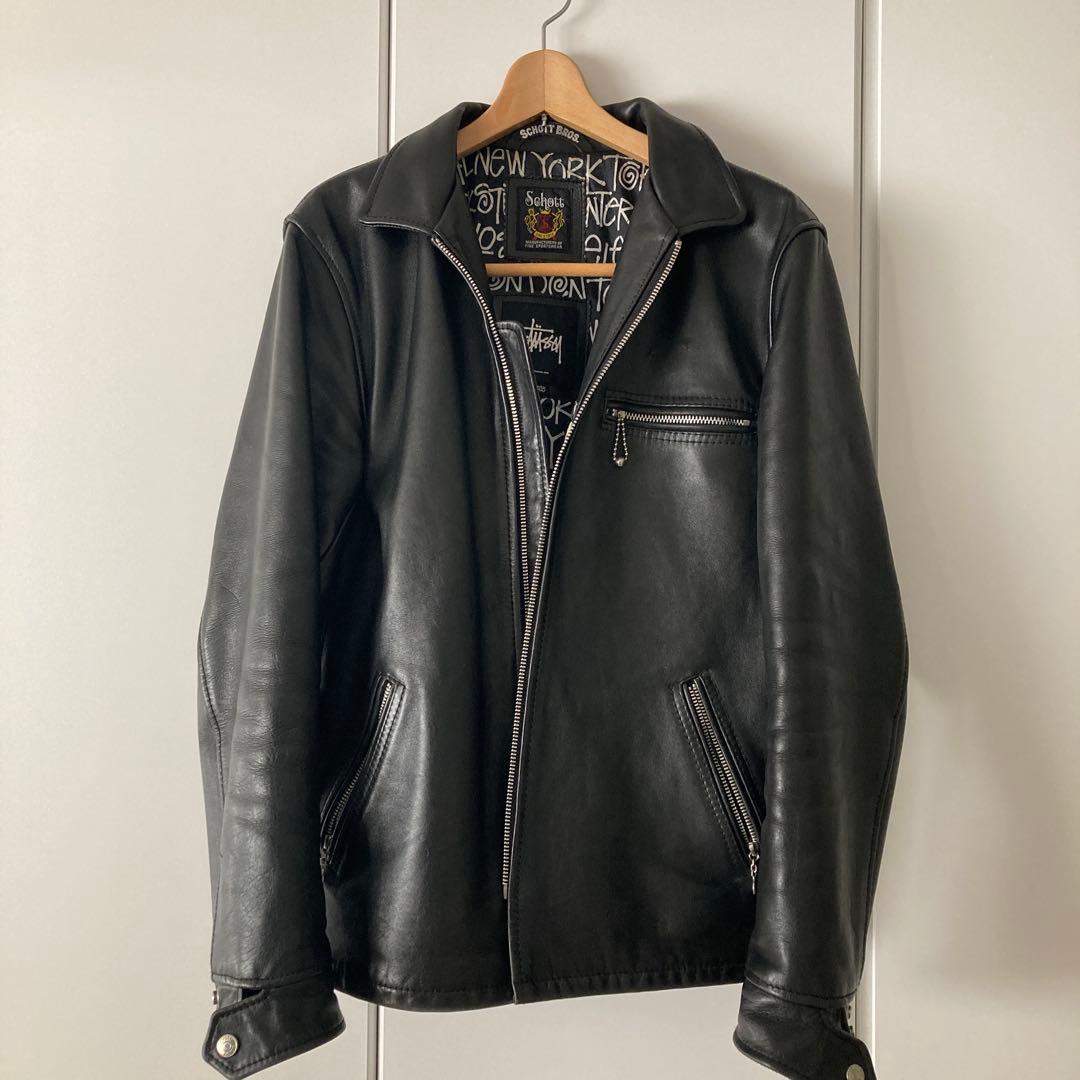 Lサイズ⭐︎schott✖️stussy シングルライダースジャケット 2026年最新】STUSSY SCHOTT ライダースの人気アイテム - メルカリ