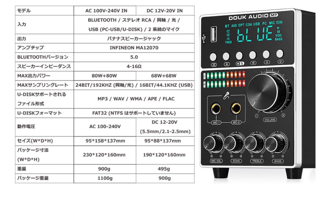 Nobsound M7 HiFi デジタルオーディオアンプ(AC INPUT) Nobsound INPUT)