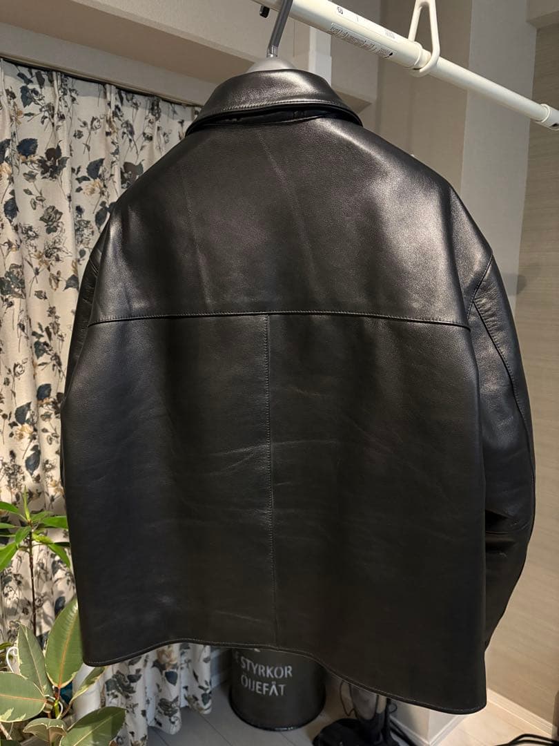 美品】25AW ユナイテッドアローズ シープレザー ジップ ブルゾン 黒 L