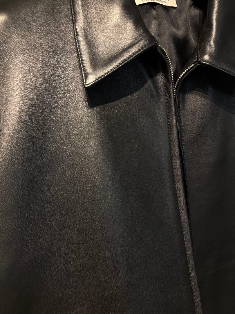 美品】25AW ユナイテッドアローズ シープレザー ジップ ブルゾン 黒 L