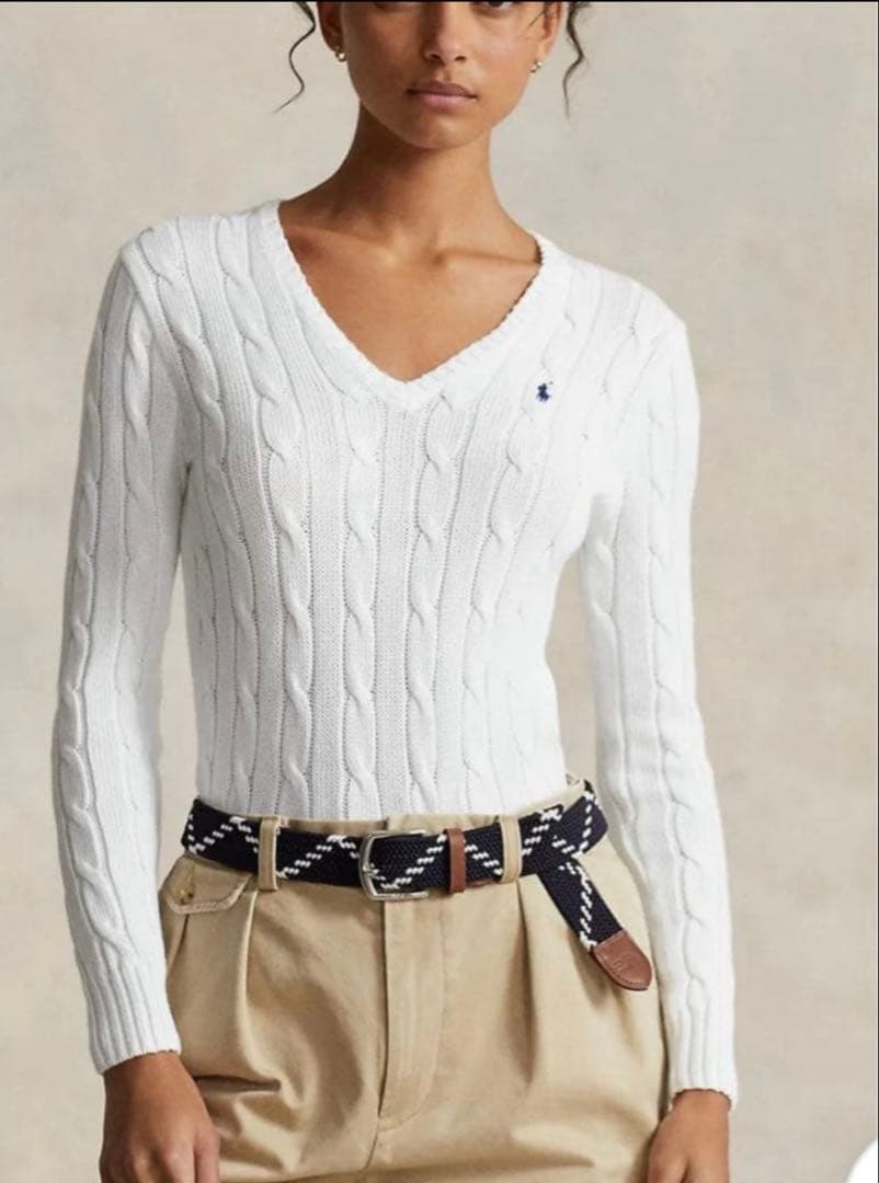 極美品 近年モデル ラルフローレン ケーブルニット コットン Vネック セーター ケーブルニット コットン Vネック セーター （ニット・セーター
