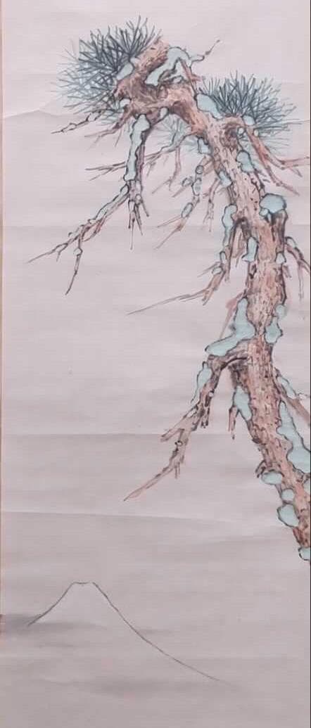 松籟（1870-1947）作　『松下富嶽遠望』図