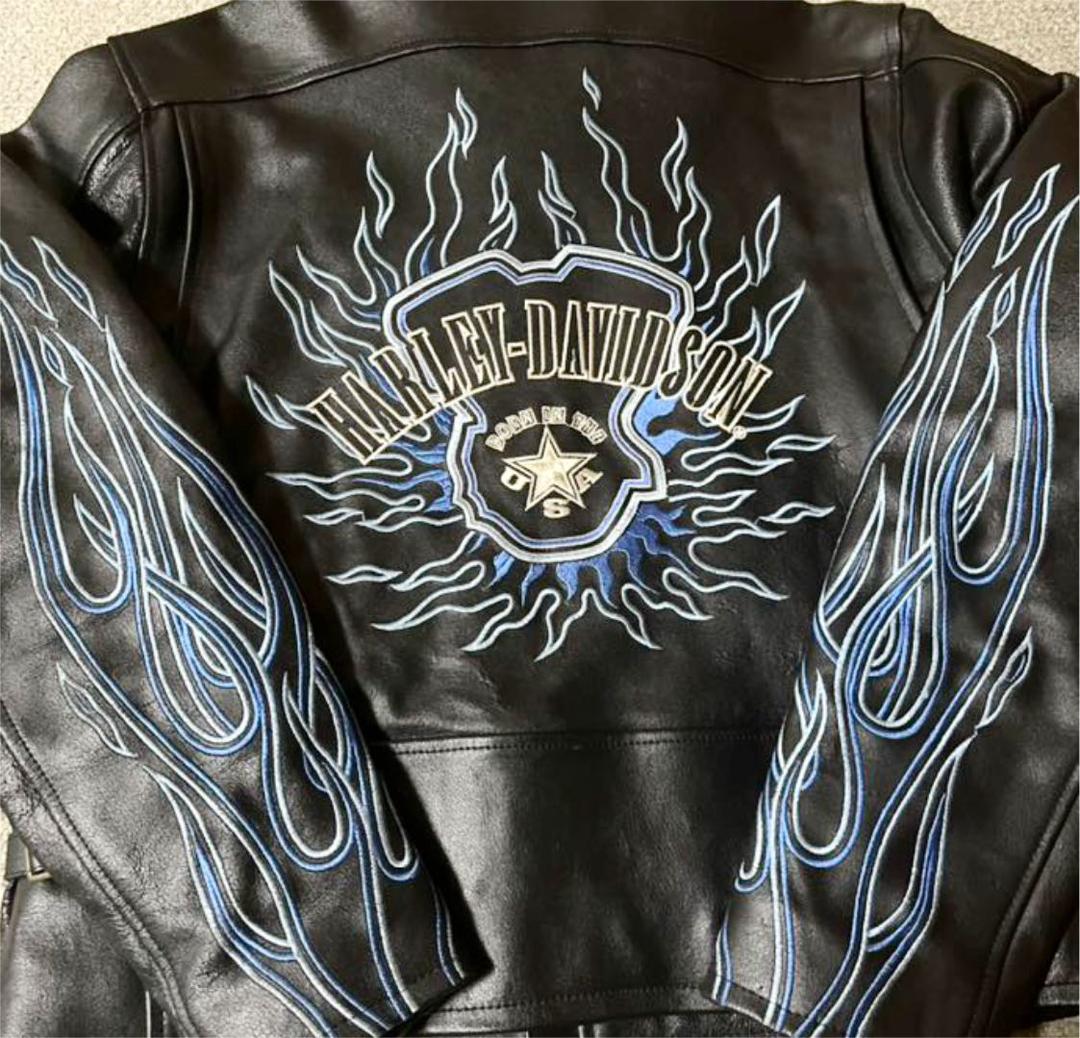 HARLEY DAVIDSON ハーレー レザー ライダース ファイヤーパターン