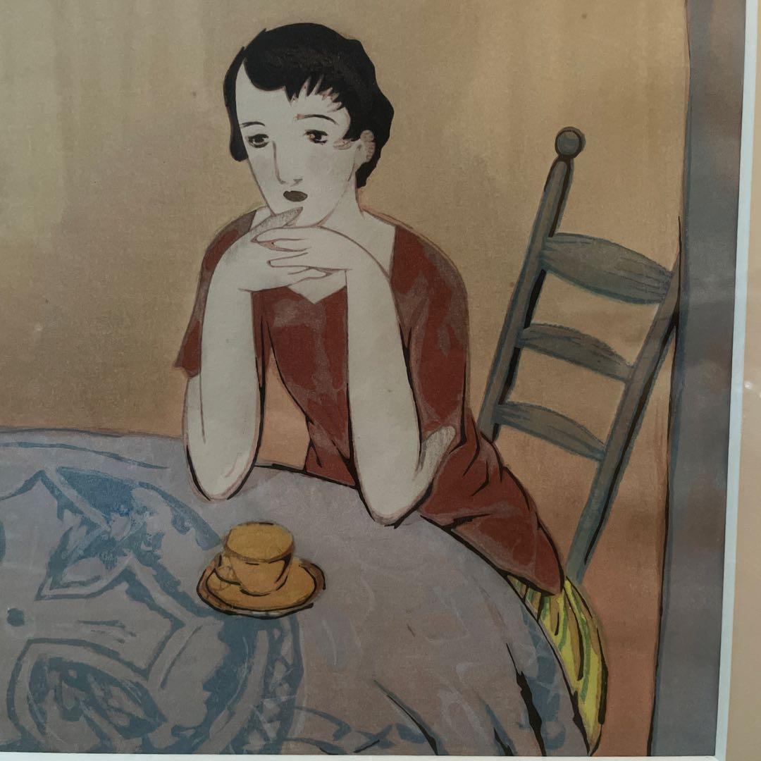 竹久夢二 「憩い」 額装 夢二郷土美術館 竹久不二彦監修 美人画 大正ロマン