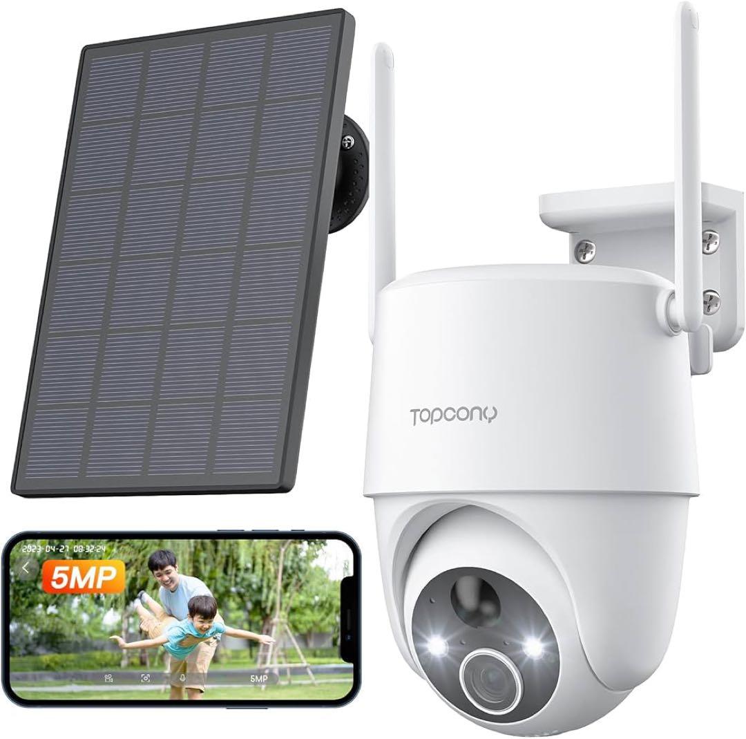 Topcony セキュリティカメラ、屋外、ソーラー、電源不要、監視カメラ、充電式 Topcony セキュリティカメラ、屋外、ソーラー、電源不要、監視カメラ