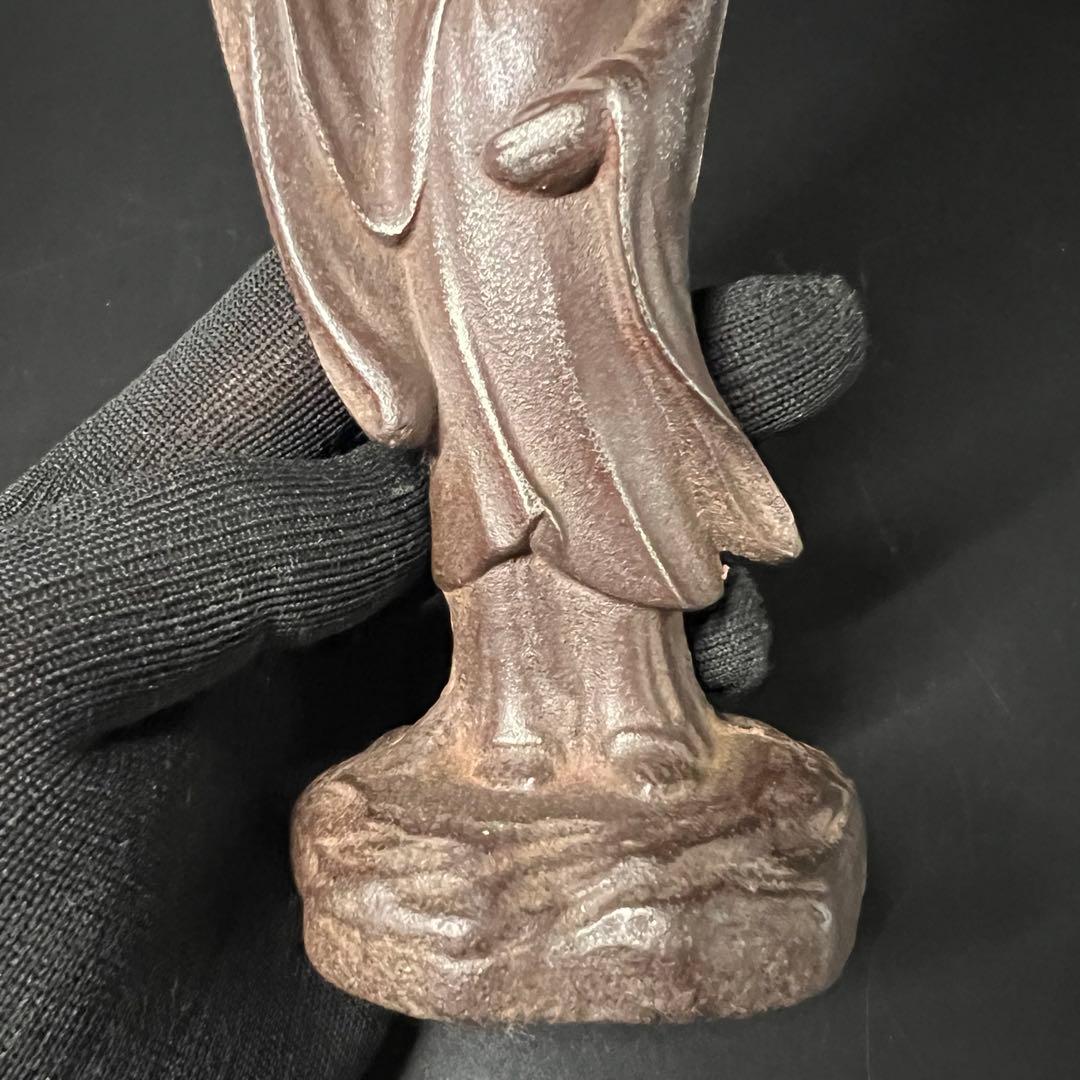 古い鉄製 観音菩薩立像／鋳鉄 仏像 在地信仰 古道具 ◎古美術庵々