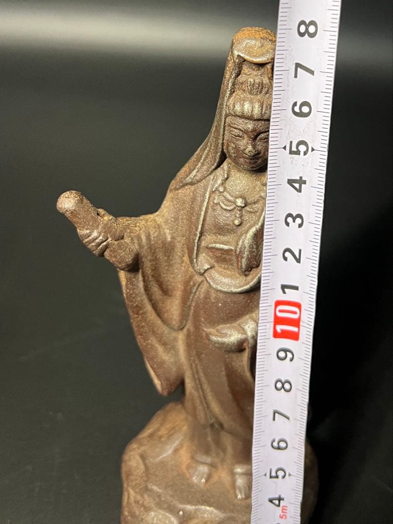 古い鉄製 観音菩薩立像／鋳鉄 仏像 在地信仰 古道具 ◎古美術庵々