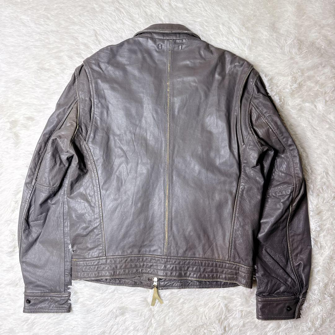 AVIREX レザージャケット グレー XLサイズ 牛革 - メルカリ