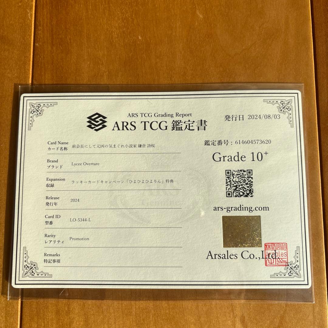 鎌倉 詩桜 前会長にして元凶の気まぐれ小説家 ARS10＋は世界に2枚