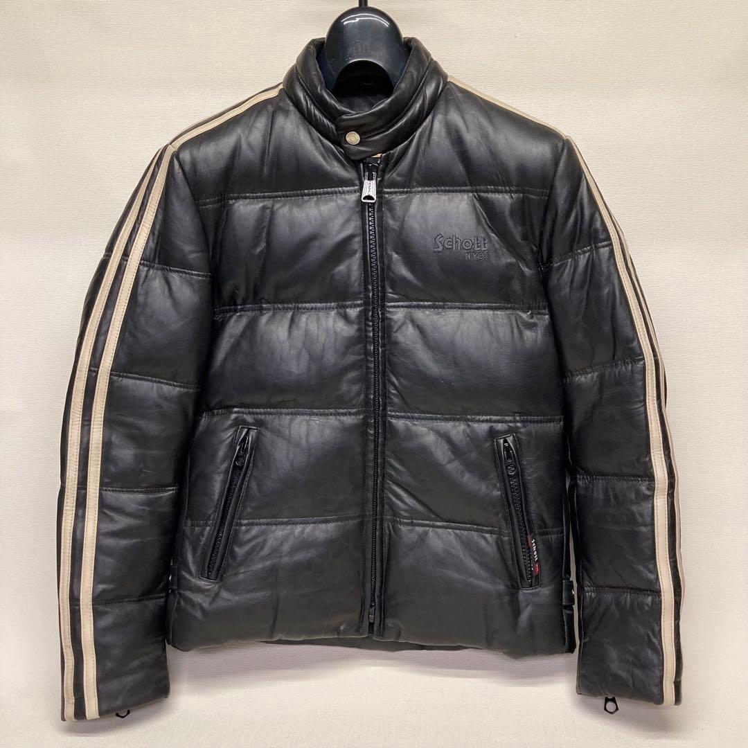 美品✨Schott☆レザーダウンジャケット モーターサイクル ライダース