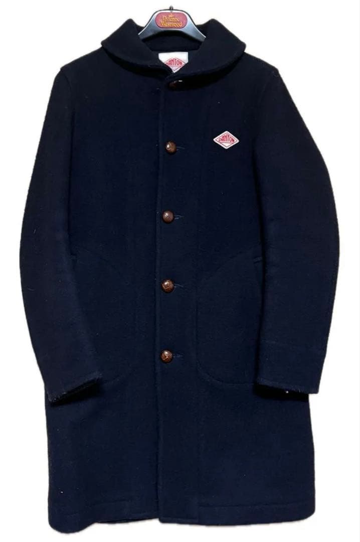 DANTON ウールモッサ ダントン コート ネイビー 34 ウールコート 紺