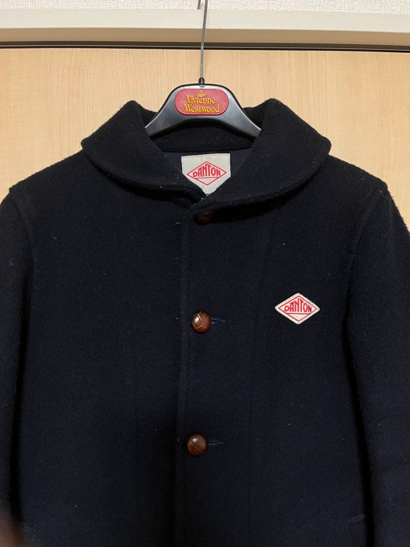 DANTON ウールモッサ ダントン コート ネイビー 34 ウールコート 紺