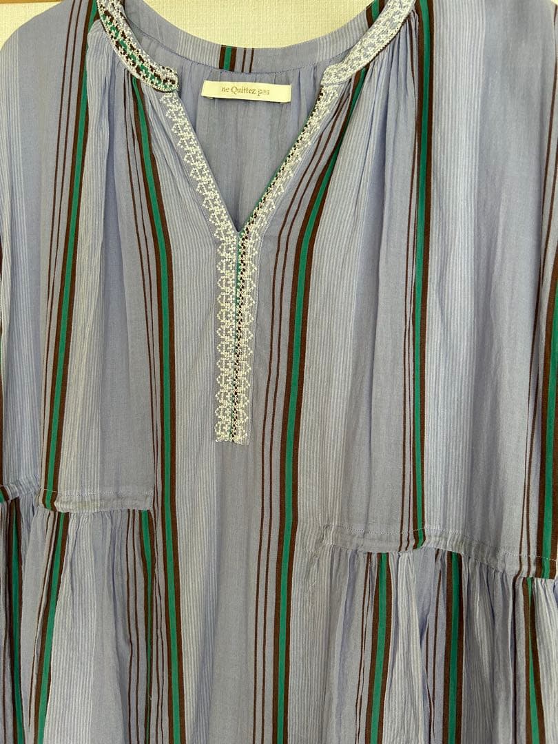 ヌキテパ　ストライプ ワンピース NE QUITTEZ PAS!（ヌキテパ） ne Quittez pas コットンボイル