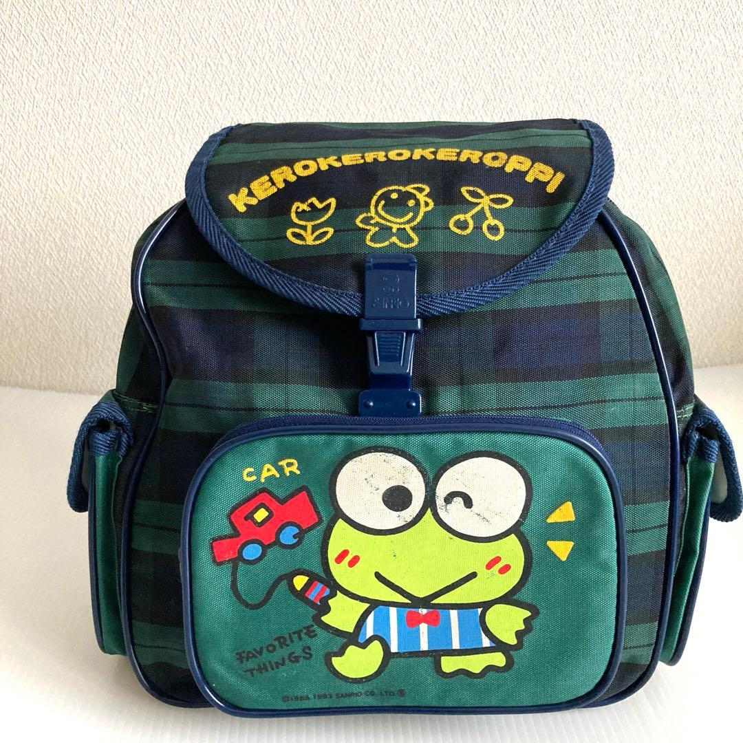 レトロ サンリオ けろけろけろっぴ リュック 緑 チェック柄 - メルカリ