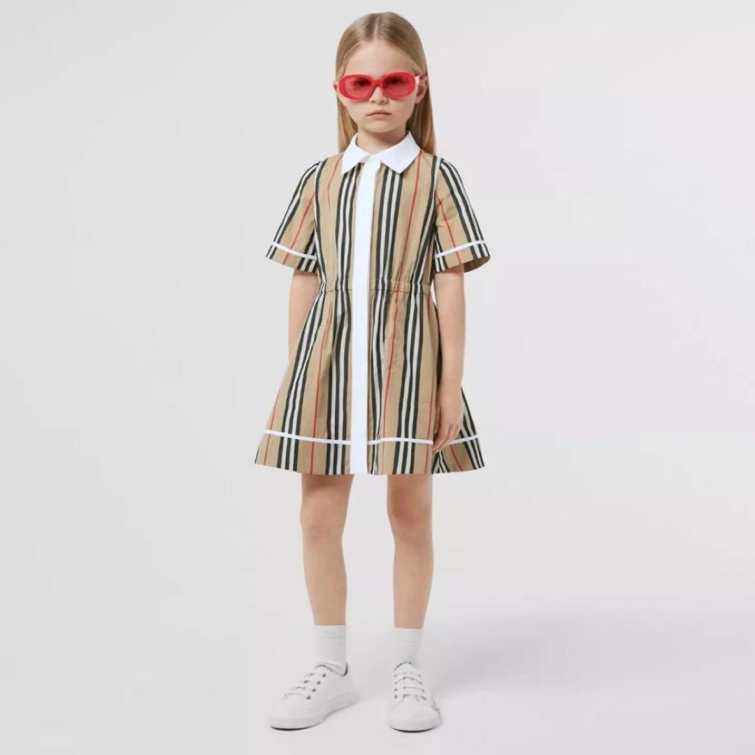 BURBERRY 半袖ワンピース ストライプ ベージュ 12Y 152cm - メルカリ