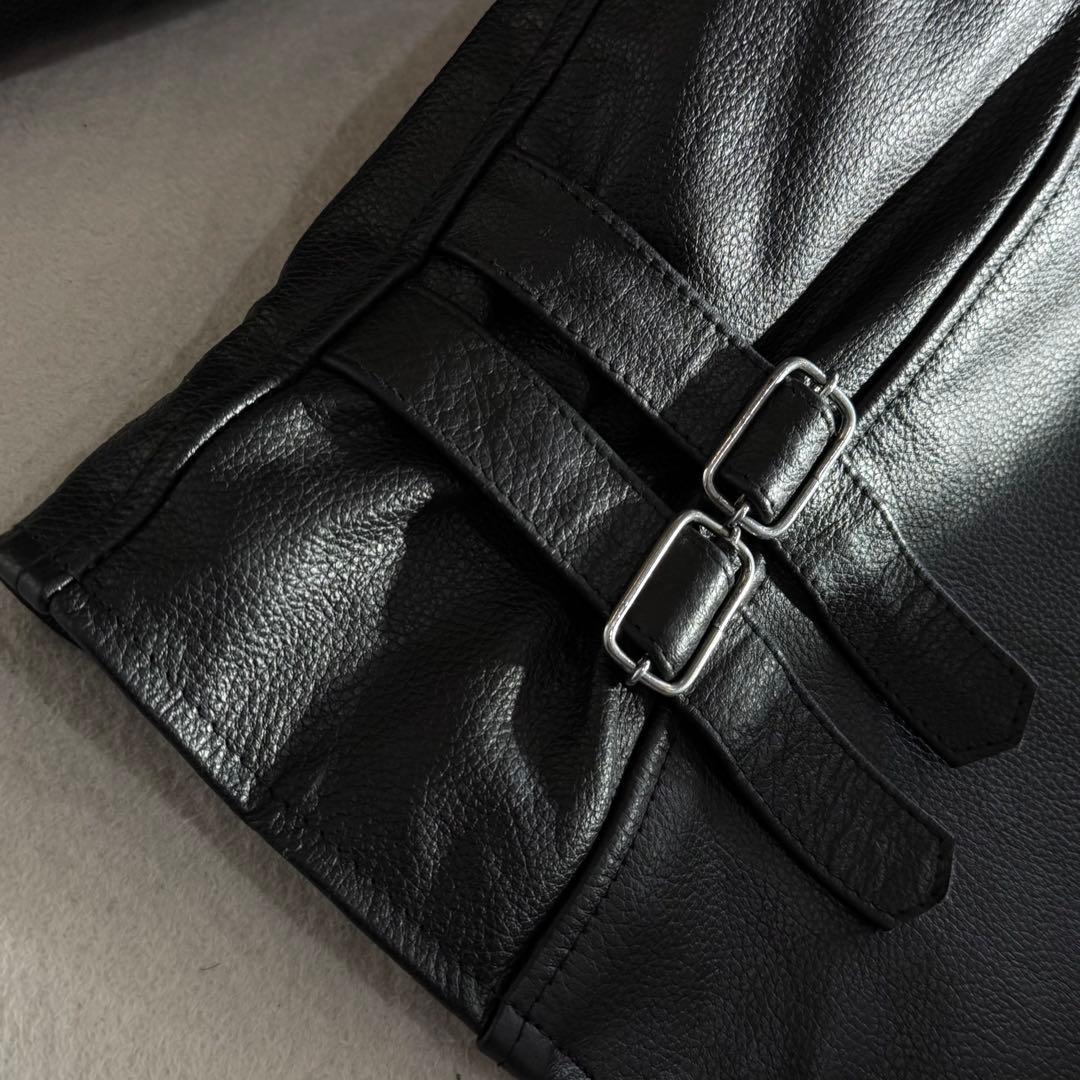 AXEL シングルライダースジャケット キルティング 牛革 黒 大きい