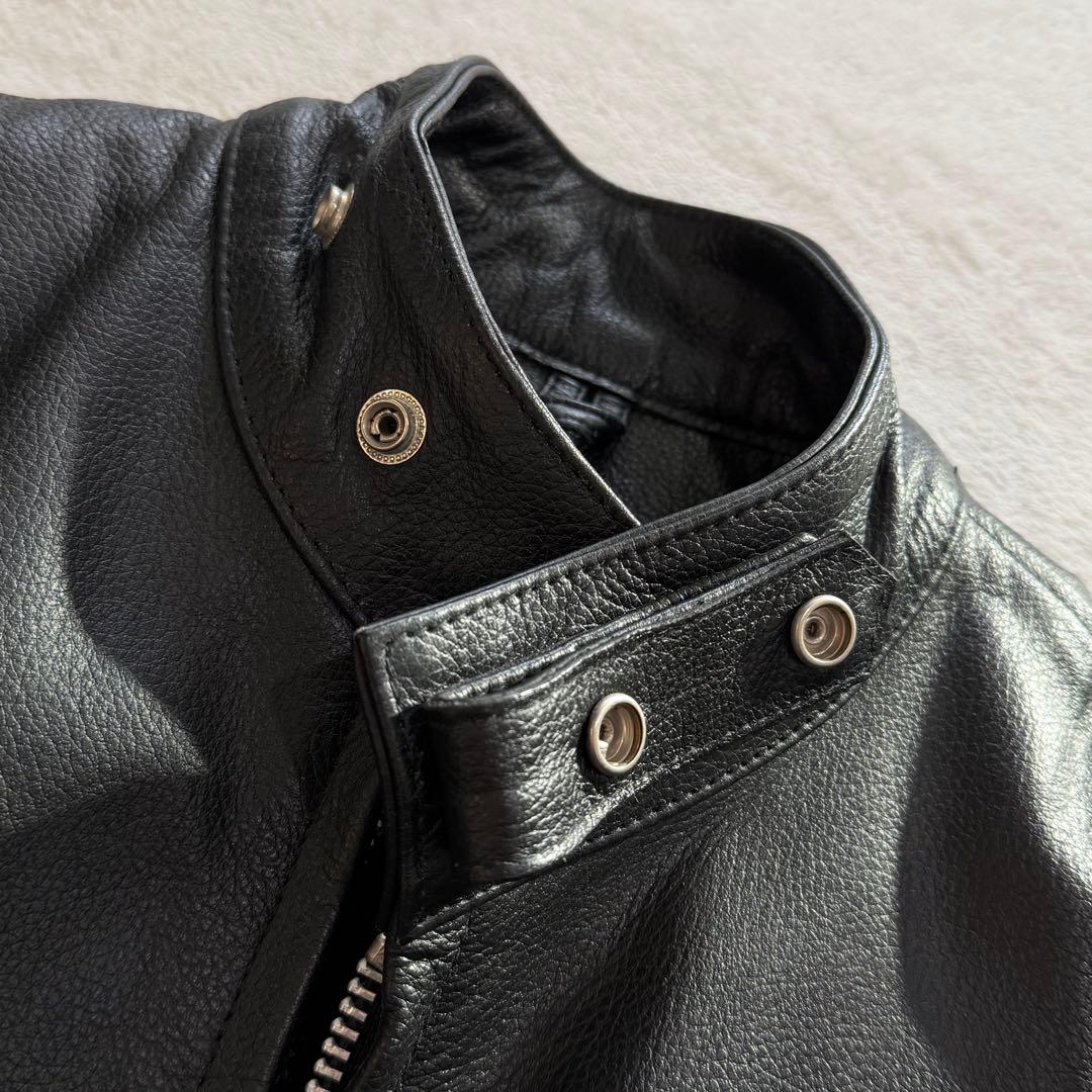 AXEL シングルライダースジャケット キルティング 牛革 黒 大きい