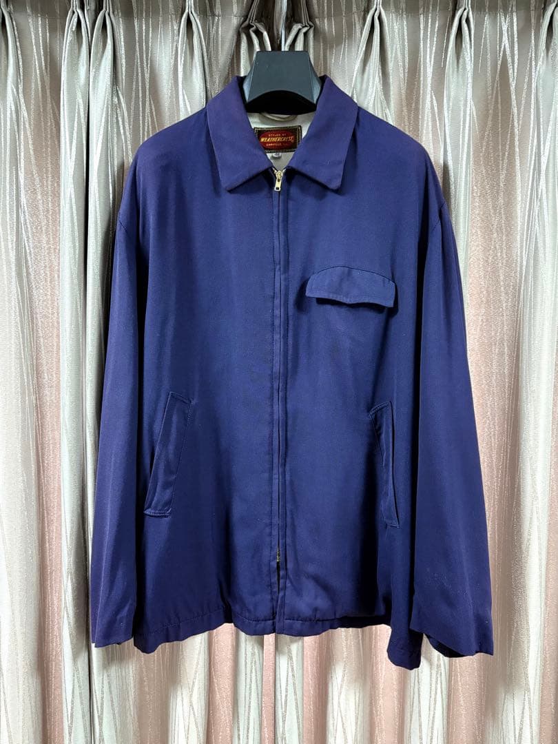 50s〜60s レーヨンギャバ ジャケット 茄子紺 ビッグサイズ - メルカリ