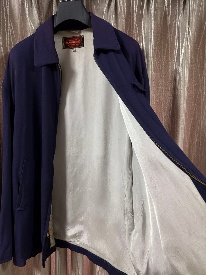 50s〜60s レーヨンギャバ ジャケット 茄子紺 ビッグサイズ - メルカリ