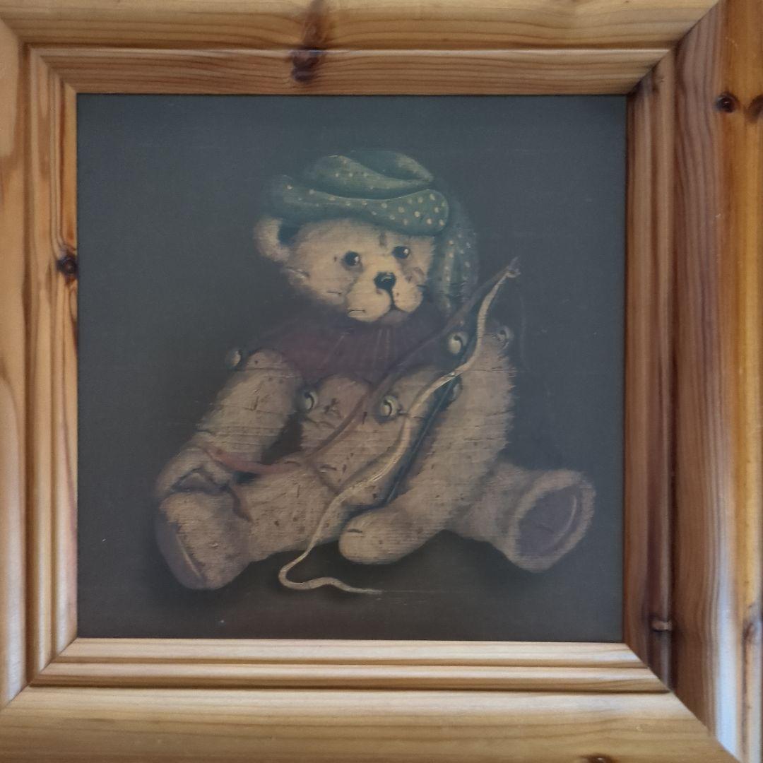【英国アンティーク】ベアー飾り絵
