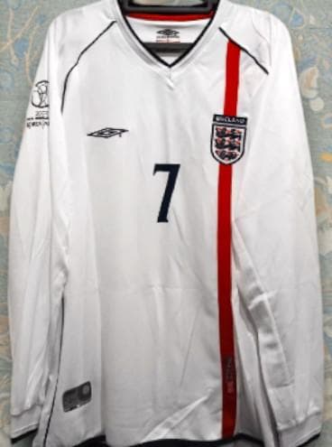 2002 イングランド代表 7番 ベッカム 長袖 ユニフォーム